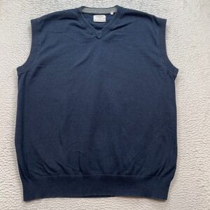 Linksoul Sweater Vest Men's Size XL Blue Sleeveless V Neck Cashmere Cotton Blend